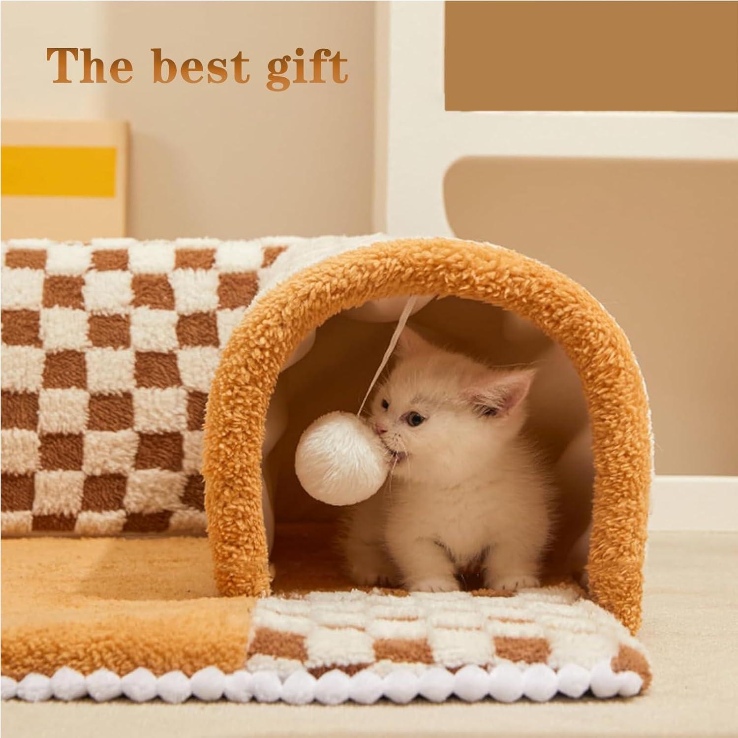 Plush Plaid Cat Tunnel