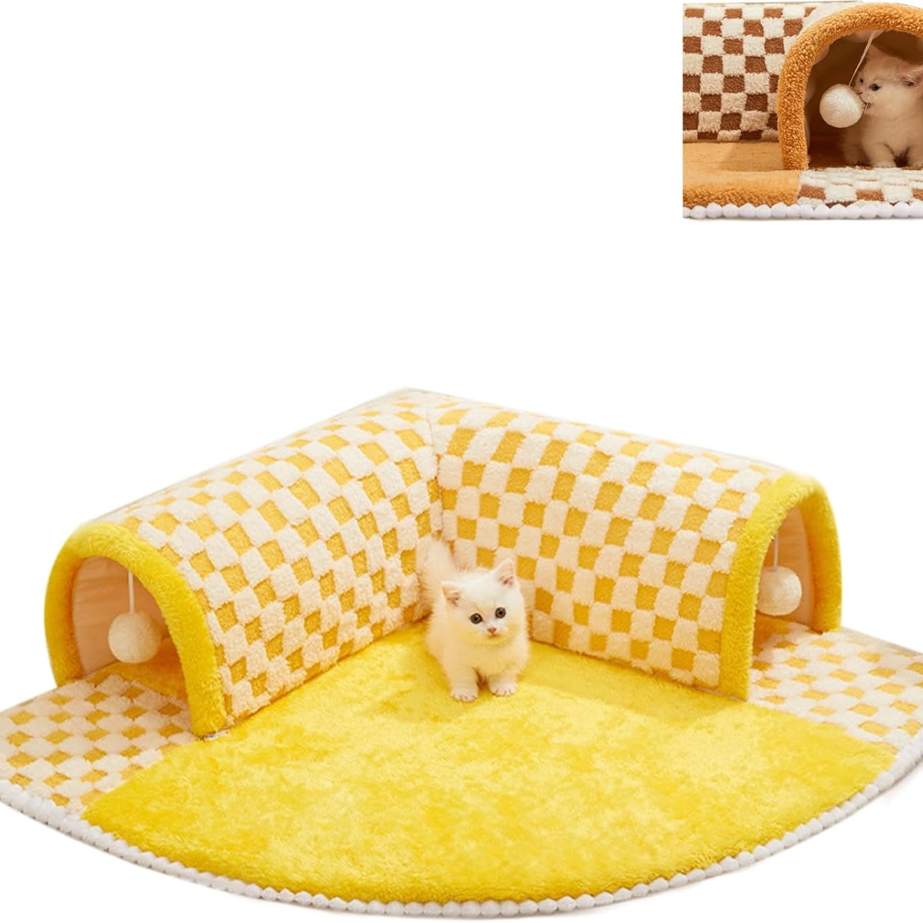 Plush Plaid Cat Tunnel