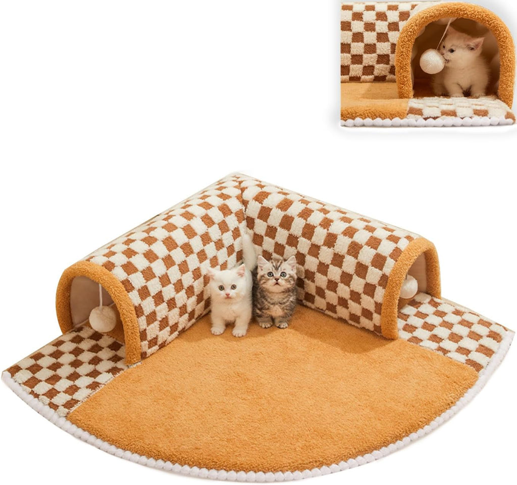 Plush Plaid Cat Tunnel