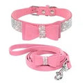 Rhinestone Bling Leather Collar & Leash