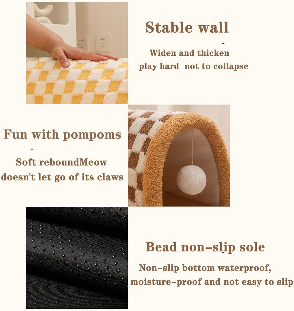 Plush Plaid Cat Tunnel
