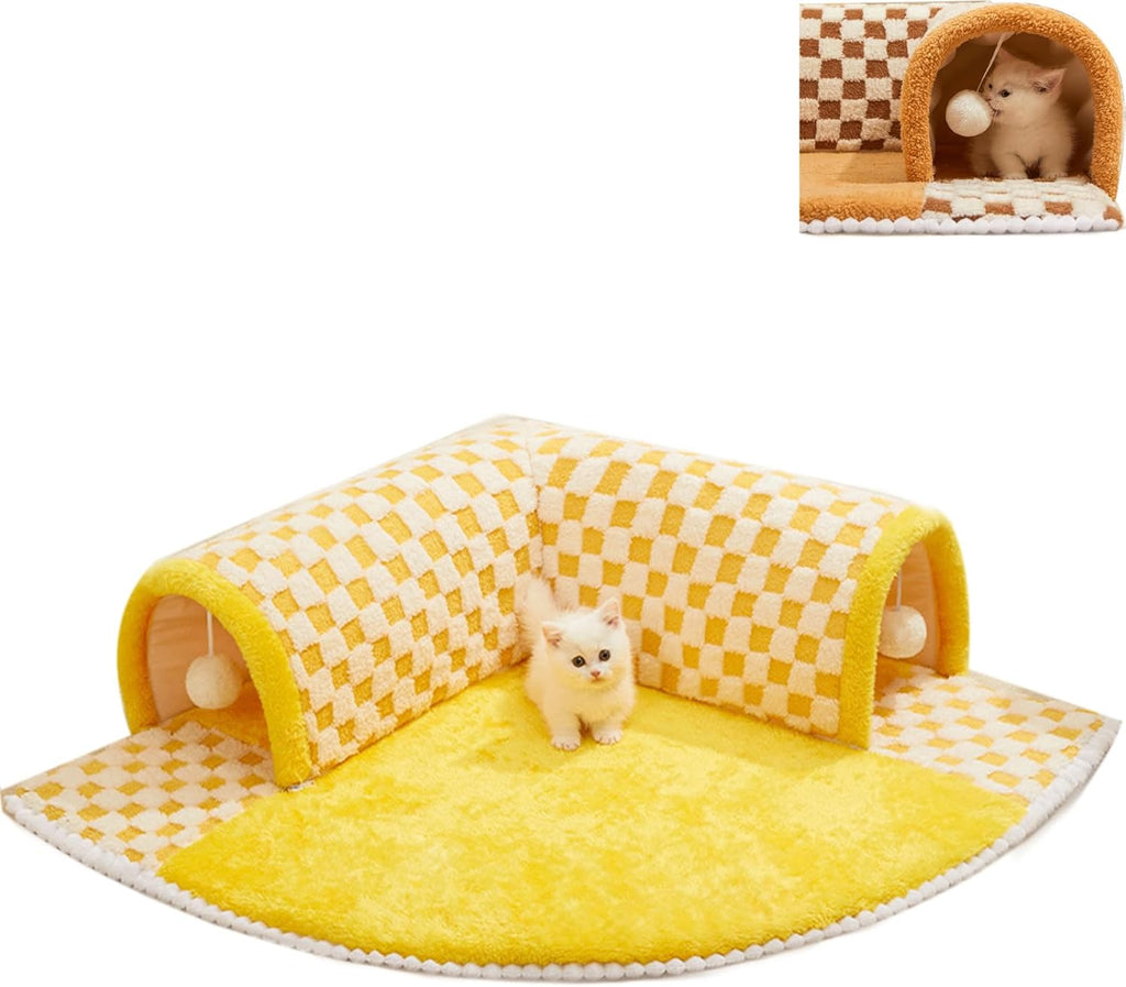 Plush Plaid Cat Tunnel