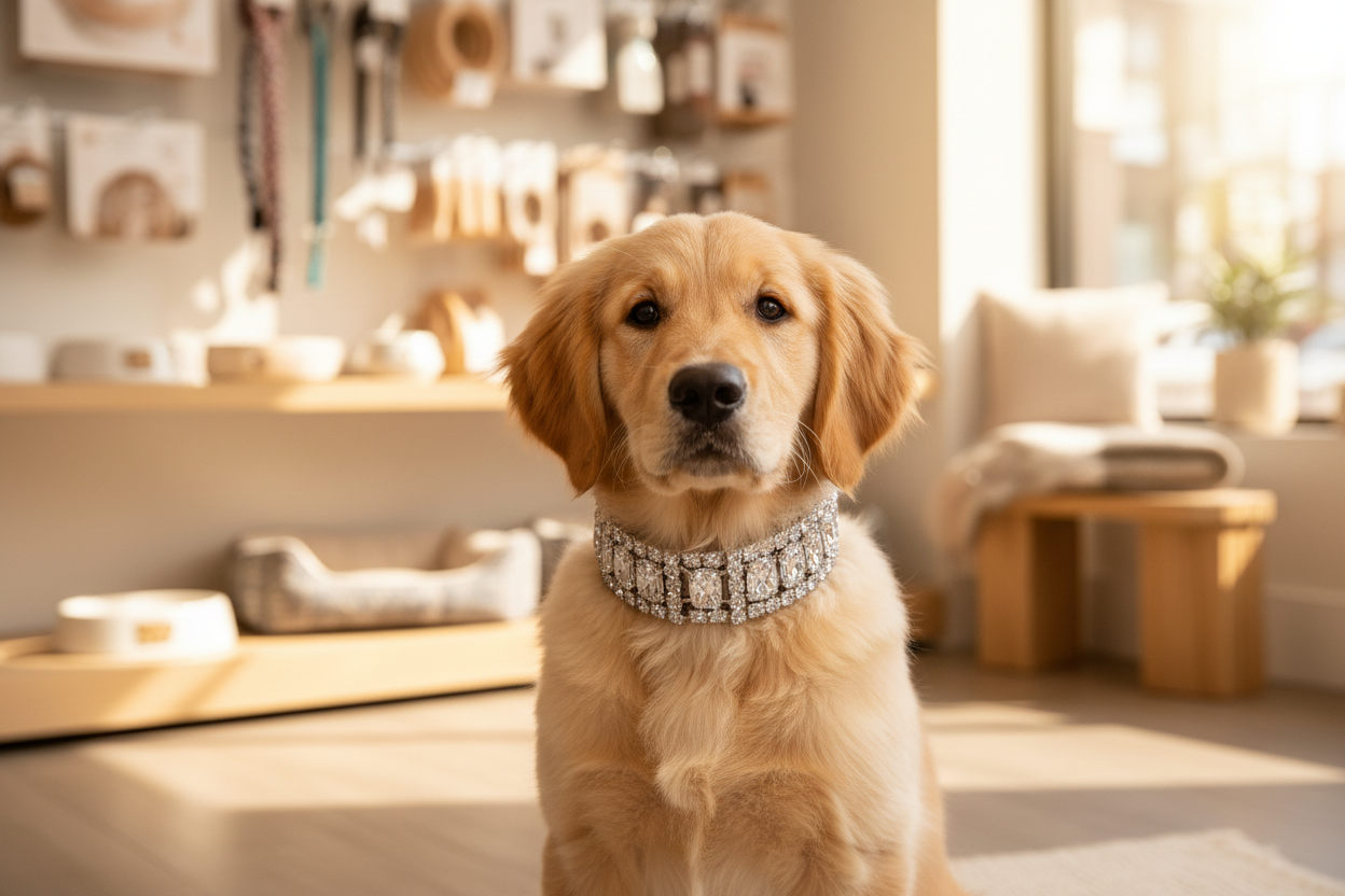 Cute dog with bling collar