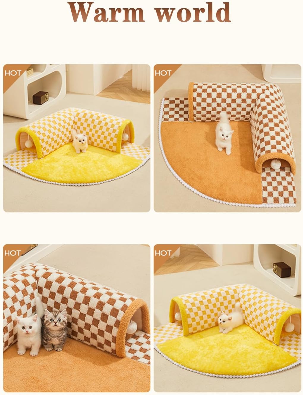 Plush Plaid Cat Tunnel
